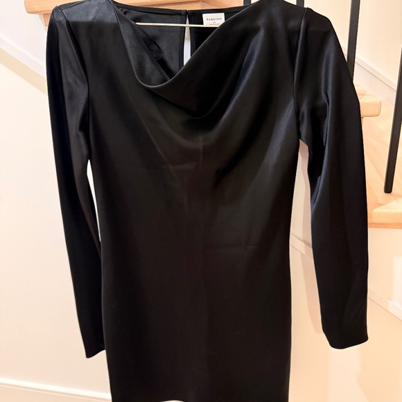 Babaton Black Satin Longsleeve Mini Dress - Picture 1 of 1